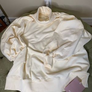 Nap Sweatshirt or Dress Sz.L Ivory Pockets Cowl Neck Thick & Cozy NWT Retail $79